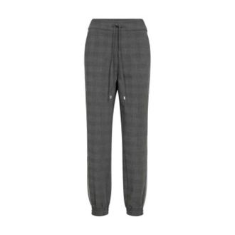 Mos Mosh Sweatpants, female, Gray, M, Checked Trousers with Elastic Waistband