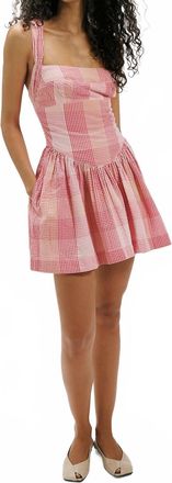 Free People Laurel Plaid Mini Dress In Pink Combo