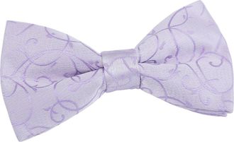 DQT Woven Swirl Floral Wedding Pre-Tied Bow Tie for Men in Lilac