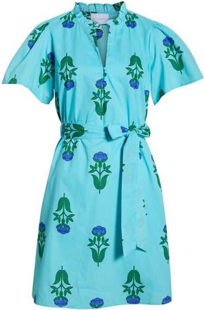 Sugarlips Amena Floral Ema Belted Cotton Dress in Blue-Greens-Multi at Nordstrom, Size X-Large