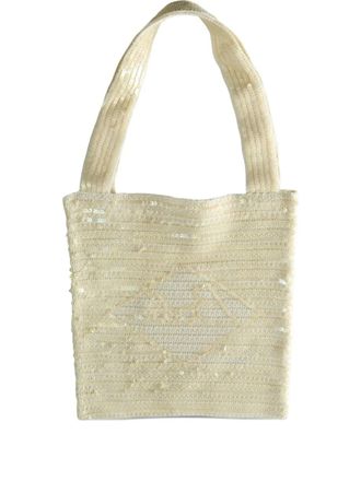 Bode sequin embellished tote bag - men - Wool/Sequin - One Size - Neutrals