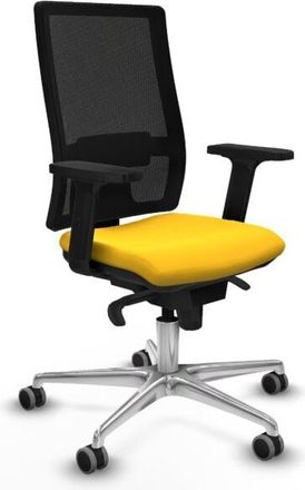 Piqueras y Crespo Piqueras Y Crespo - Horna sincro malla negra similpiel amarillo brazos 2D base aluminio ruedas 65mm engomadas