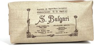 Bulgari Beige Leather Pvc Pouch (Pre-Owned)