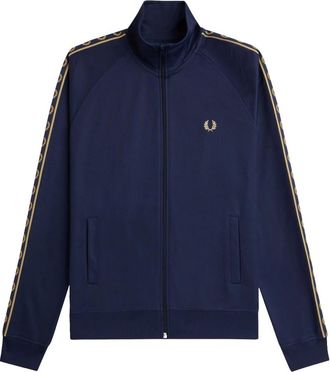 Fred Perry Contrast Tape Track Jacket - Heren - Vesten met rits - Blauw - M - Hoodies & sweatvesten