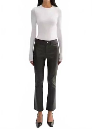 LaMarque Faris Stretch Leather Pants In Dark Olive