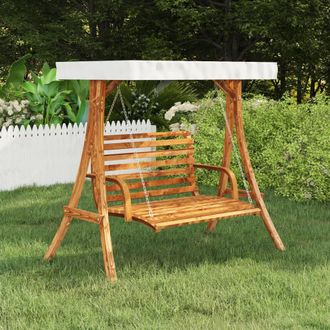 vidaXL Estructura Columpio Y Techo Crema Madera Curvada Acabado Teca Vidaxl