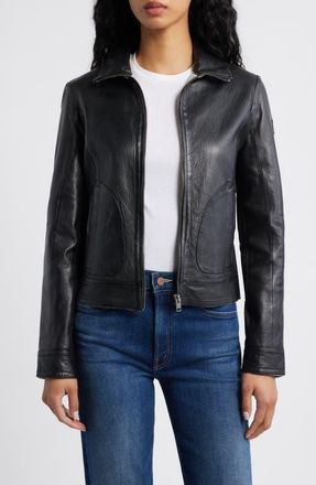 Mauritius Lusan Leather Moto Jacket in Black at Nordstrom, Size 9-10