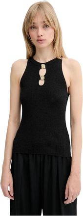 Sessun Ribbed Top - Dames - Tops zonder mouwen - Zwart - L - Katoen - Tops