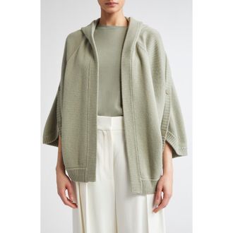 Max Mara Vals Wool & Cashmere Hooded Cardigan in Sage Green at Nordstrom, Size X-Large
