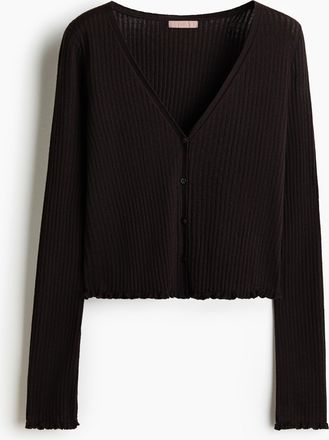 H&M Gerippter Cardigan aus Leinengemisch - Dunkelbraun