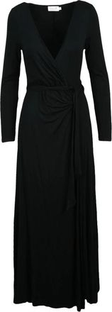 Molly Bracken Kleedjes, Dames, Zwart, M, Lange Jersey Wikkeljurk
