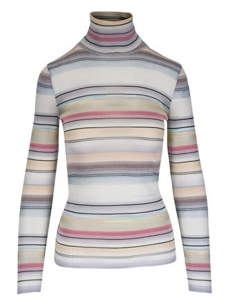 Missoni striped roll-neck sweater - women - Viscose/Polyester/Wool/Metallic Fibre - 44 - Neutrals