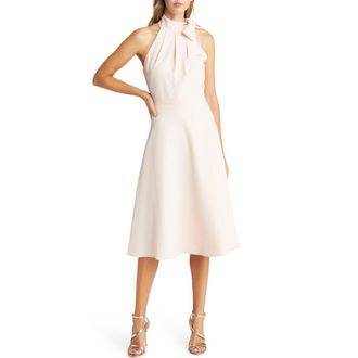 Black Halo Audrey Sleeveless Tie Neck Dress in Sweet Blush at Nordstrom, Size 12