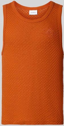 Les Deux Regular Fit Tanktop mit Logo-Stitching Modell Bruce in Orange, Gr&ouml;&szlig;e M