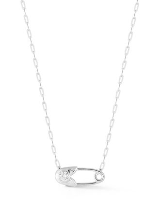 Sphera Milano Silver Cz Safety Pin Necklace