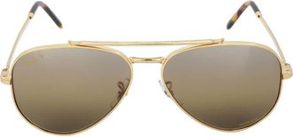 Ray-Ban Ray Ban New Aviator Polarized Silver Brown Chromance Aviator Unisex Sunglasses RB3625 9196G5 58