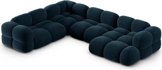 Cosmopolitan Design Sof&aacute; esquinero panor&aacute;mico 5 plazas terciopelo petr&oacute;leo oscuro