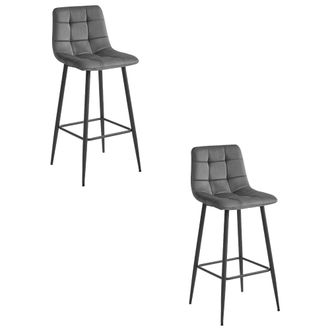OEM Taburete Arceto - Terciopelo Gris Oscuro / Patas Negras X 2