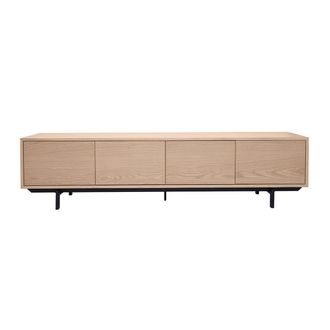 Miliboo Miliboo - Mueble De Televisi&oacute;n Acabado En Madera De Roble Y Metal Negro L200 Cm Manny