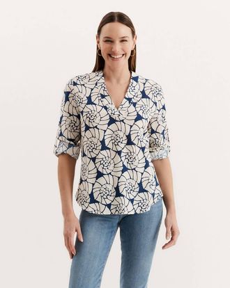 Tyler B&ouml;e Anna Linen Cotton Shell Shirt In Bellweather Blue
