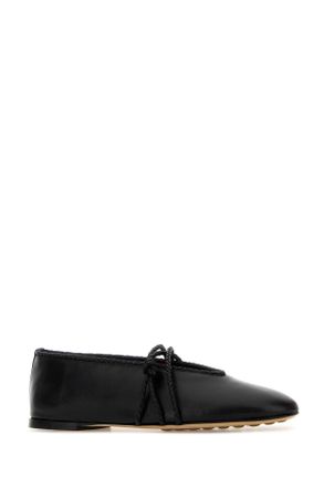 Bottega Veneta Womens Black Leather Mary-Jane Ballerinas Ballerine Flat Shoes