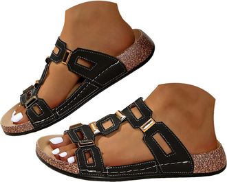 Generic Womens Low Wedge Sandals Open Toe Orthotic Arch Support Sandals Women Summer Dressy 2026 Flip Flops Slip-on Flats Outdoor Slides Boho Walking Shoes Ca