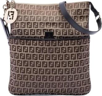 Fendi Pre-owned Canvas Crossbody Tas - Dames - Vintage Schoudertas - Beige - ONE Size - Leer - Vintage