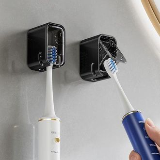 OEM 2 X Soporte Para Cepillos De Dientes Soporte Para Cepillos De Dientes De Ba&ntilde;o Montado En La Pared Con Tapa Soporte Autoadhesivo Para Cepillos De