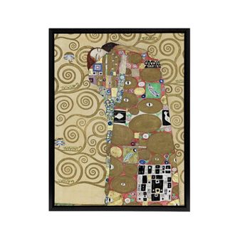 Artery8 Fulfillment Lovers Embrace Painting Framed Canvas Wall Art Print Klimt in Gold | Size: W24 x H32