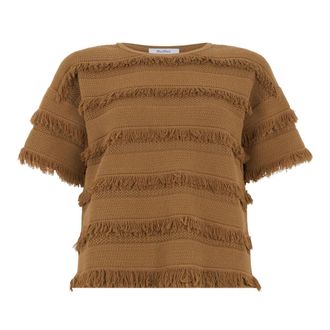 Max Mara Round-neck Knitwear, female, Brown, Size: M Oversized patterned viscose sweater