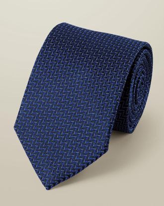 CHARLES TYRWHITT Silk Semi-Plain Tie - Navy Size OSFA by Charles Tyrwhitt