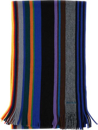 Paul Smith Sciarpa a righe con frange - Nero