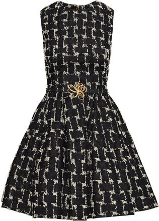 Oscar De La Renta Geweven mini-jurk met jacquard - Blauw