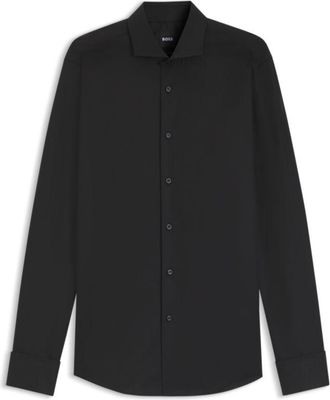 BOSS Regular-fit shirt in structured Italian cotton