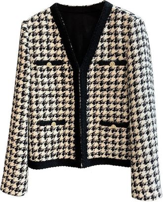 BeReal Luxe Houndstooth Tweed Jacket