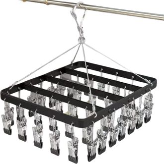 OEM Tendedero Met&aacute;lico Con 36 Pinzas, Gancho Resistente Al Viento Y Pinza Plegable Para Calcetines, Sujetadores Y Ropa Interior