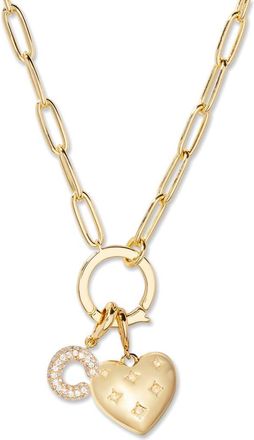 Brook & York Lillian Initial Heart Charm Necklace in Gold C at Nordstrom