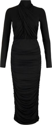 Balmain Abito midi con ruches - Nero