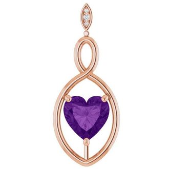 Pompeii3 9mm Amethyst Womens Heart Pendant in 14k Gold Necklace 6mm Tall