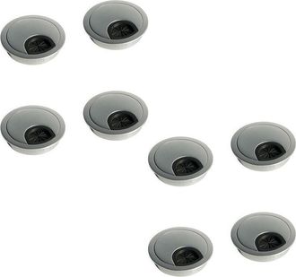 Emuca Emuca - Lote De 8 Tapas Pasacables Circulares, Di&aacute;metro 60mm, Para Encastrar, Zamak, Cromado Mate