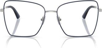 Jimmy Choo London 55mm Pillow Optical Glasses in Silver/Blue /Demo Lens at Nordstrom