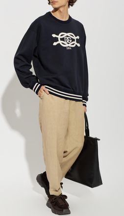Dolce & Gabbana Sweatshirt With Logo, Mens, Navy Blue