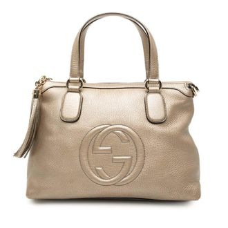 Gucci Pre-owned Gucci Small Metallic Leather Soho Working Satchel Ladies 0AVPEZAB3GO388VY