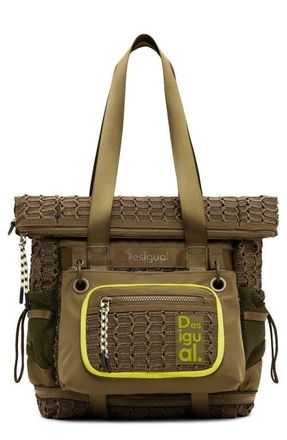 Desigual Mixed Media Big Backpack in Khaki at Nordstrom
