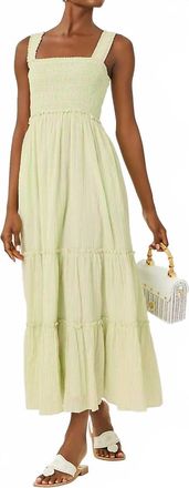 Lilly Pulitzer Hadly Smocked Maxi Dress In Pistachio Macaron X Conch Shell Pink