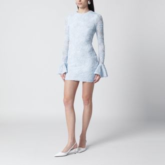 Rotate Light blue ruffled mesh mini dress