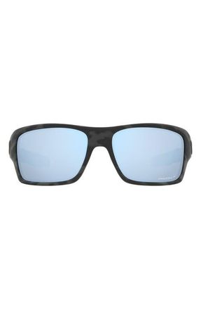 Oakley Turbine 65mm Polarized Oversize Rectangular Sunglasses in Rubber Black at Nordstrom