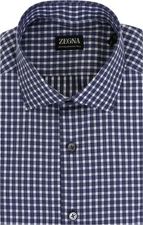 Ermenegildo Zegna Geruit overhemd - Blauw