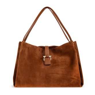 Ferragamo Tassen, Dames, Bruin, ONE Size, Leer, Medium Suede Tote Bag