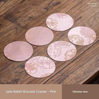 OEM Posavasos De Brocado, Redondos, Aislantes Del Calor, Para Tetera, Con Un Di&aacute;metro De 8 Cm, 6 Unidades, Color Rosa